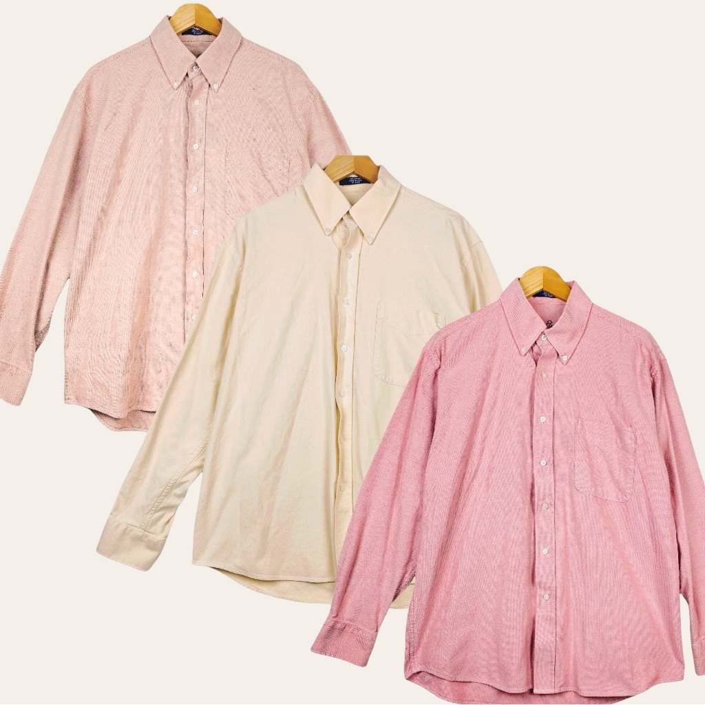 Alan Flusser Button Down Poplin Long Sleeve Heavyweight Dress Shirt Bundle L